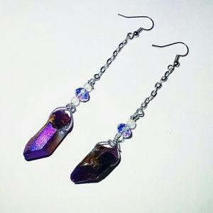 SOLD • Titanium Quartz Drop Silver Earrings